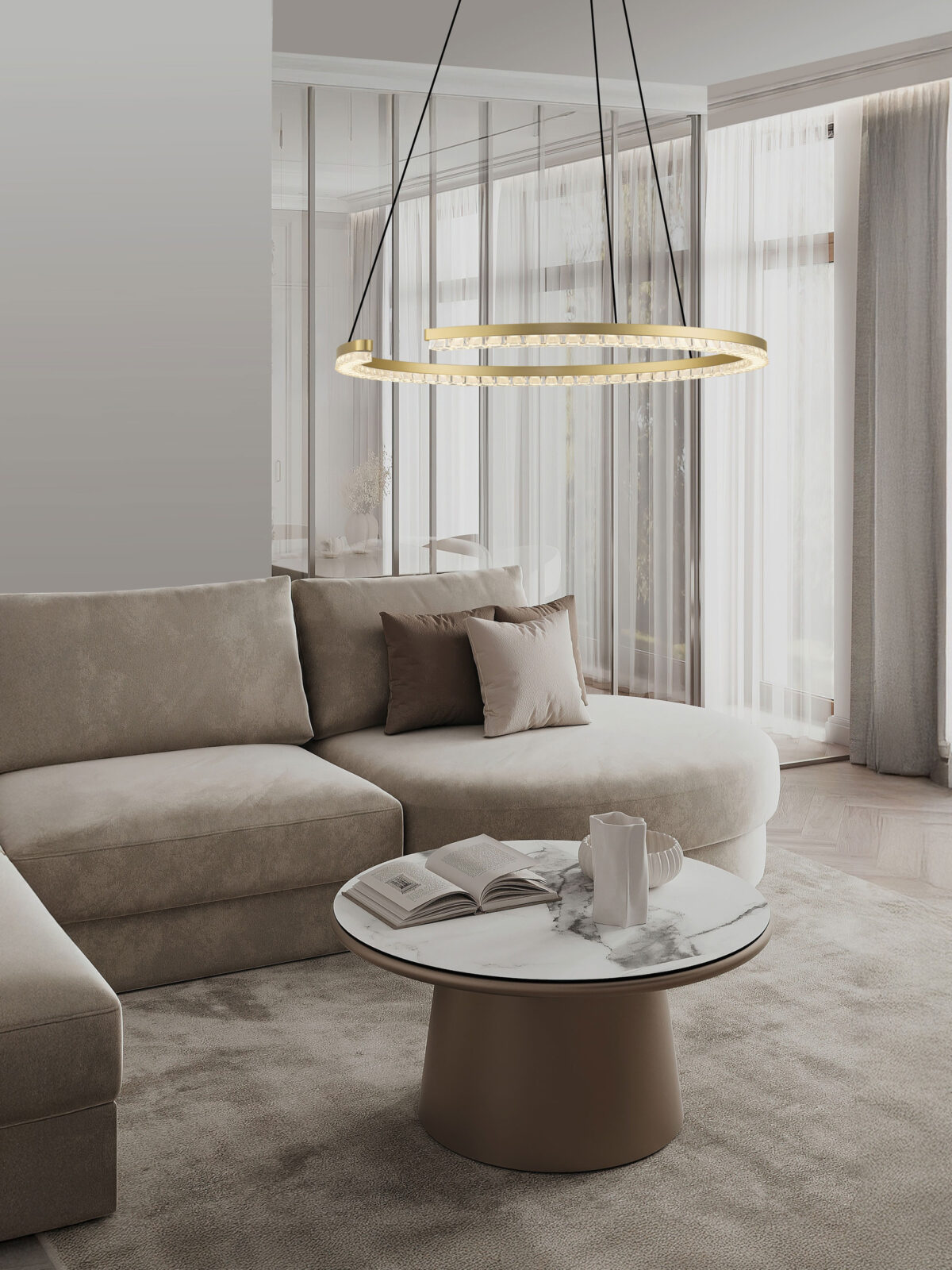 Lustra Greamy 30W 3000K, Auriu si Aluminiu Nova Luce