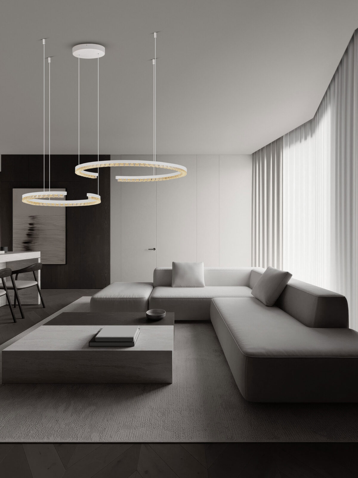 Lustra Greamy 49W 3000K, Alb si Aluminiu Nova Luce