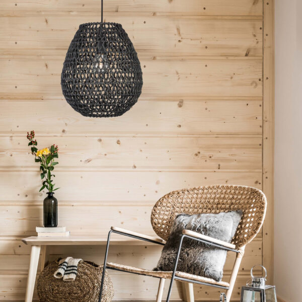 Lustra Griffin 12W, Negru si Ratan Nova Luce
