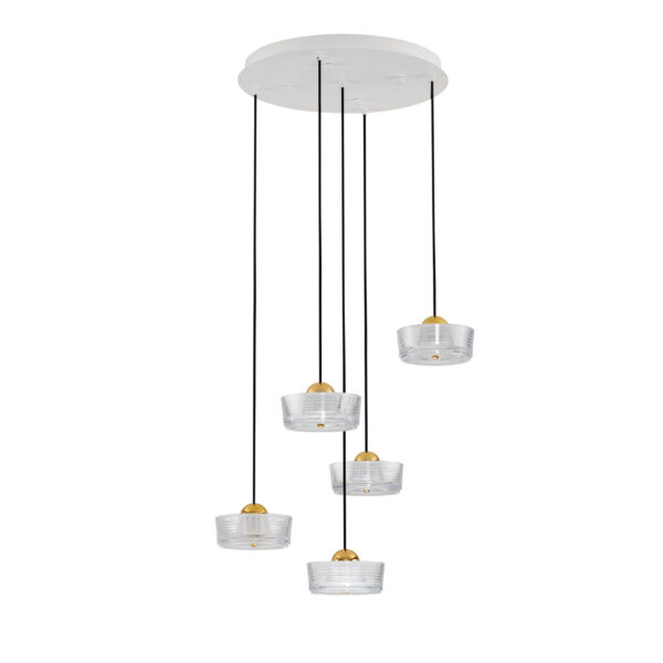 Lustra Keros 30W 3000K, Alb, Auriu si Aluminiu, Acrilic Nova Luce