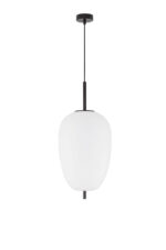 Lustra Lato 12W, Negru, Alb si Sticla, Metal, Textil Nova Luce