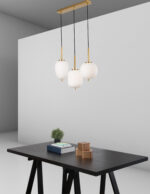 Lustra Lato 15W, Alb, Auriu si Sticla, Metal, Textil Nova Luce