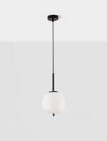 Lustra Lato 5W, Negru, Alb si Sticla, Metal, Textil Nova Luce