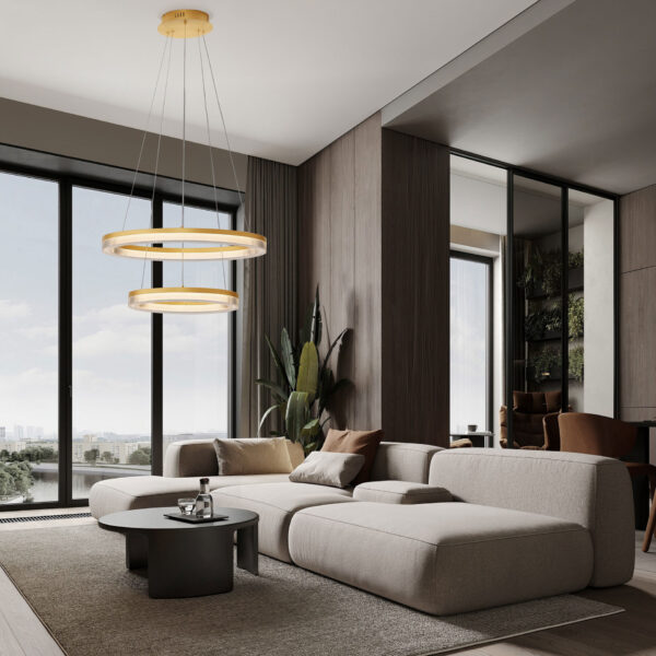 Lustra Luana 47W 3000 | 2700 | 4000K, Auriu si Aluminiu, Acrilic Nova Luce