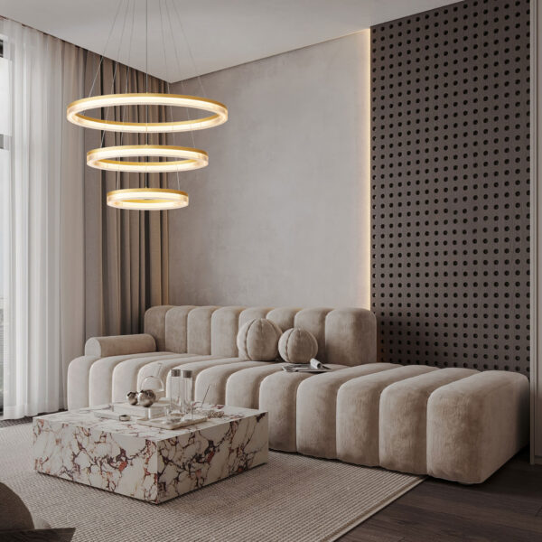 Lustra Luana 90W 3000 | 2700 | 4000K, Auriu si Aluminiu, Acrilic Nova Luce