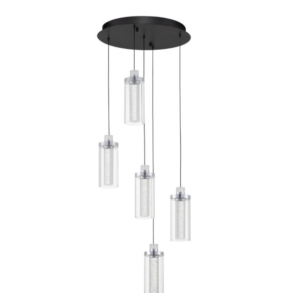 Lustra Lune 38W 3000K, Negru, Crom si Otel, Sticla, Aluminiu Nova Luce