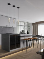 Lustra Lune 9W 3000K, Negru, Crom si Otel, Sticla, Aluminiu Nova Luce