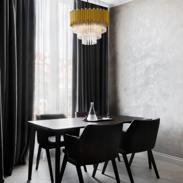 Lustra Magnolia 25W, Auriu si Aluminiu, Cristal Nova Luce