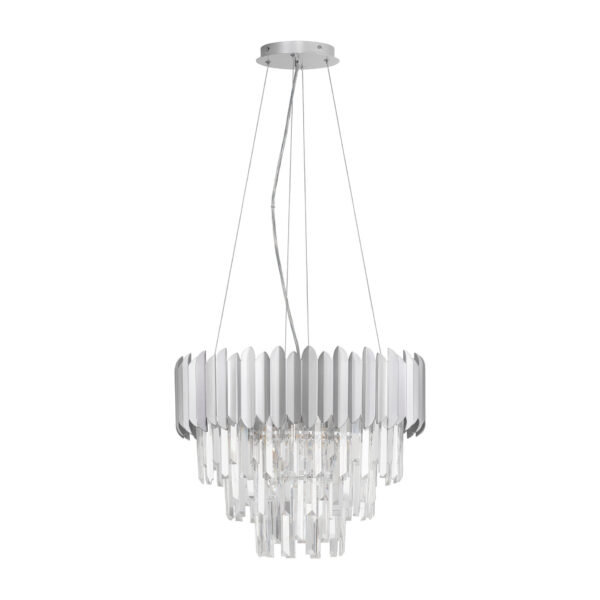 Lustra Magnolia 30W, Crom si Aluminiu, Cristal Nova Luce