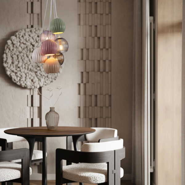 Lustra Meline 35W, Gri si Sticla, Metal, Ceramica Nova Luce
