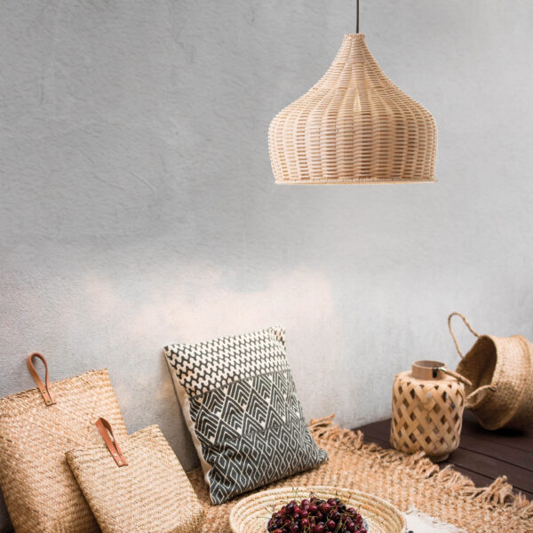 Lustra Mia 12W, Negru, Bej si Ratan Nova Luce