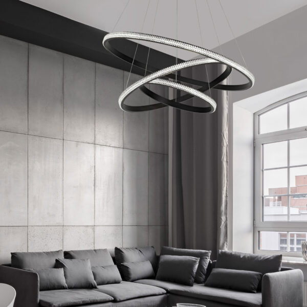 Lustra Nager 62W 3000K, Negru si Aluminiu, Acrilic Nova Luce