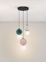 Lustra Noesis 14W 3000K, Gri si Sticla, Metal, Portelan Nova Luce