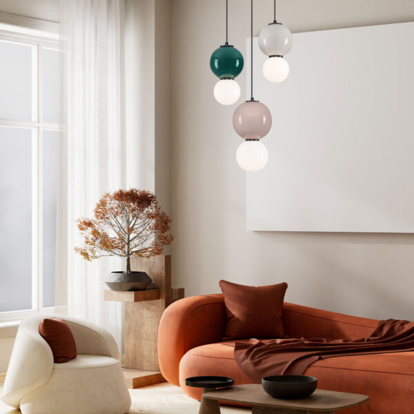 Lustra Noesis 14W 3000K, Gri si Sticla, Metal, Portelan Nova Luce