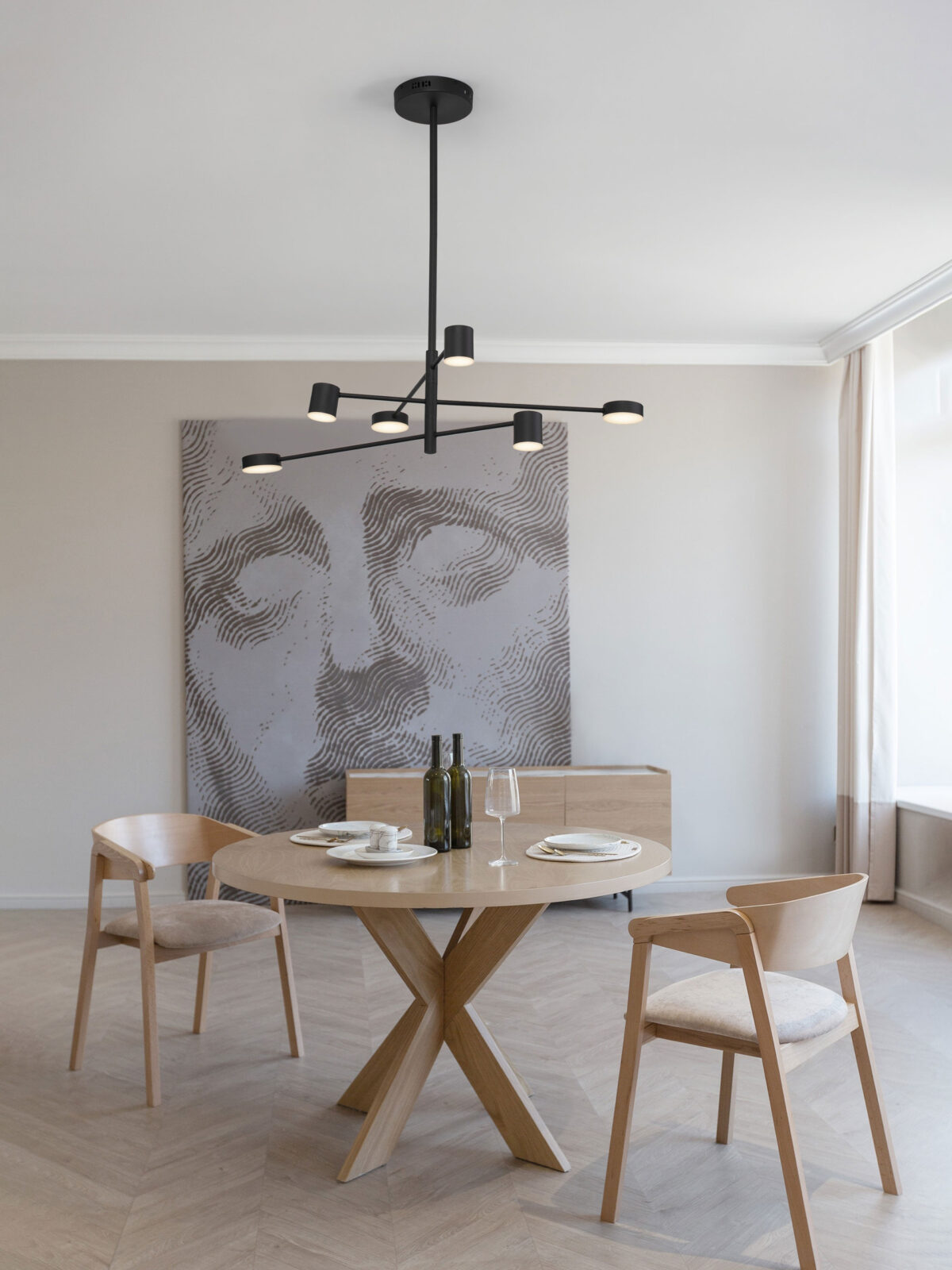 Lustra Nordik 28W 3000K, Negru si Aluminiu, Acrilic Nova Luce