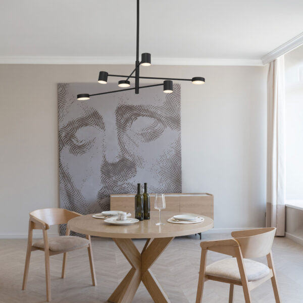 Lustra Nordik 28W 3000K, Negru si Aluminiu, Acrilic Nova Luce