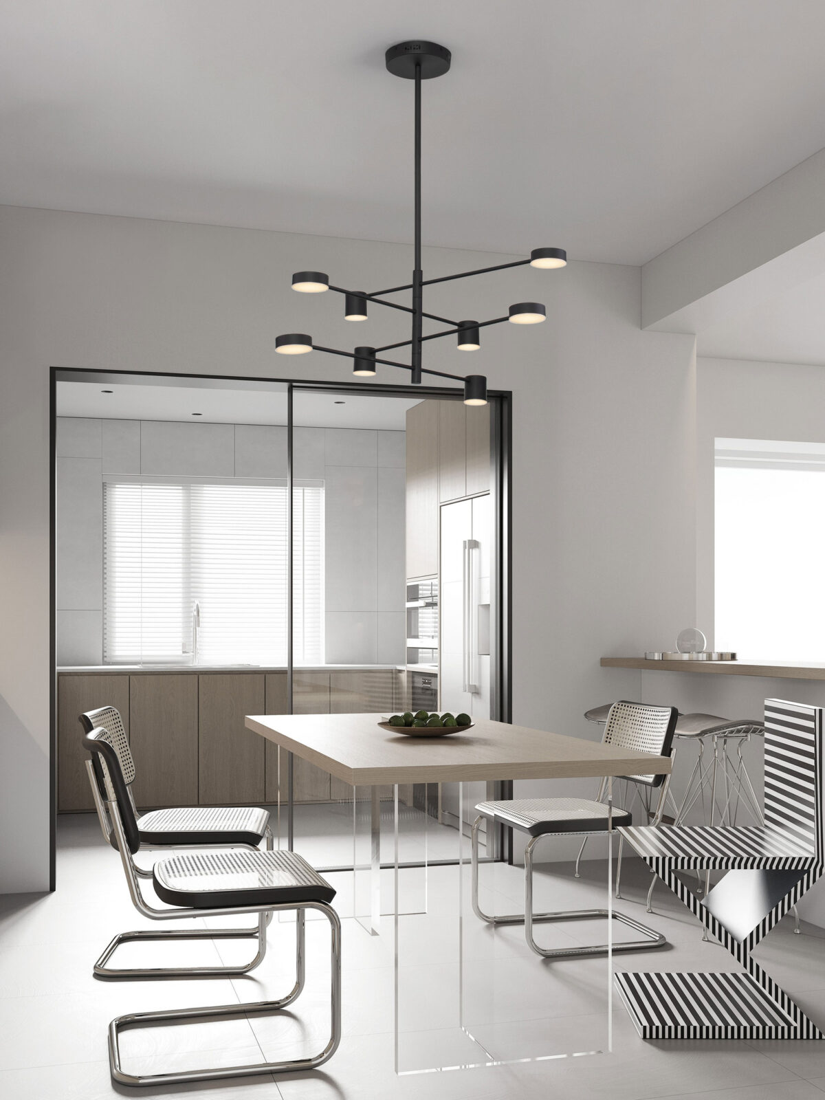 Lustra Nordik 40W 3000K, Negru si Aluminiu, Acrilic Nova Luce