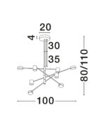 Lustra Nordik 40W 3000K, Negru si Aluminiu, Acrilic Nova Luce