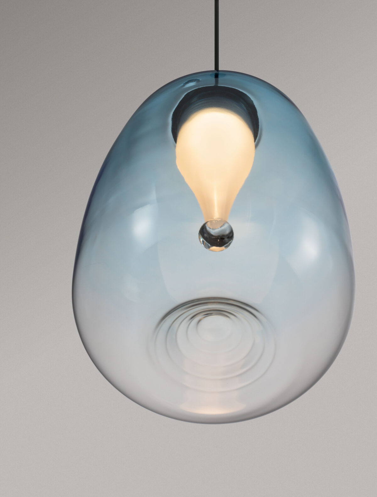 Lustra Oblo 3W 3000K, Negru, Albastru si Sticla, Metal Nova Luce