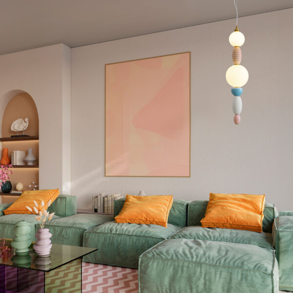 Lustra Obrie 27W 3000K, Alb, Auriu, Albastru, Portocaliu si Sticla, Metal, Ceramica Nova Luce
