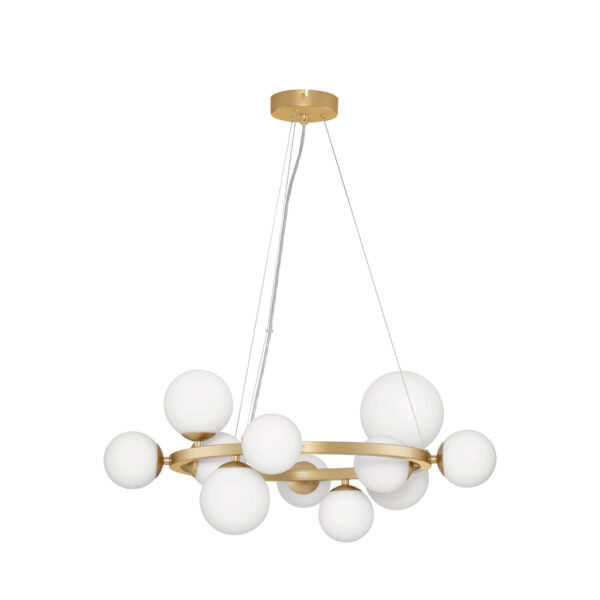 Lustra Odillia 55W, Alb, Auriu si Sticla, Metal Nova Luce