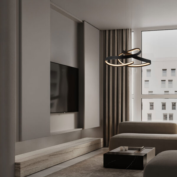 Lustra Olia 47W 3000 | 2700 | 4000K, Negru si Otel, Aluminiu, Silicon Nova Luce