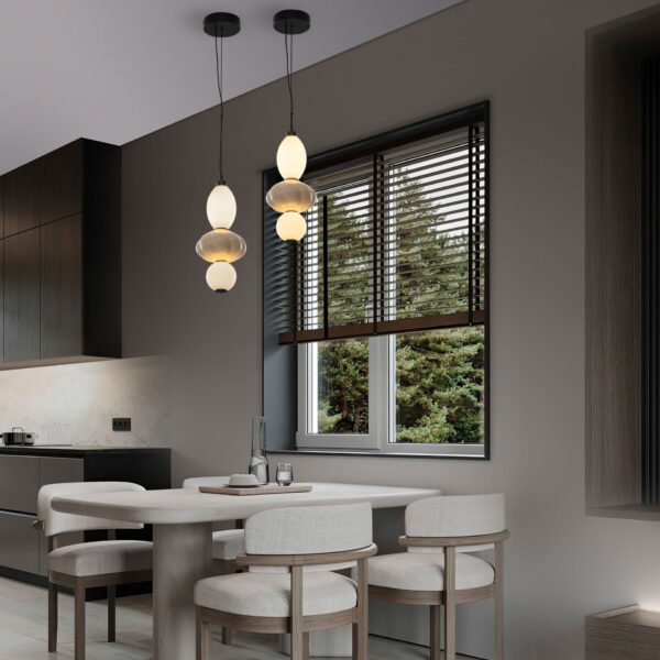 Lustra Oneta 18W 3000K, Alb, Bej si Sticla, Metal, Ceramica Nova Luce