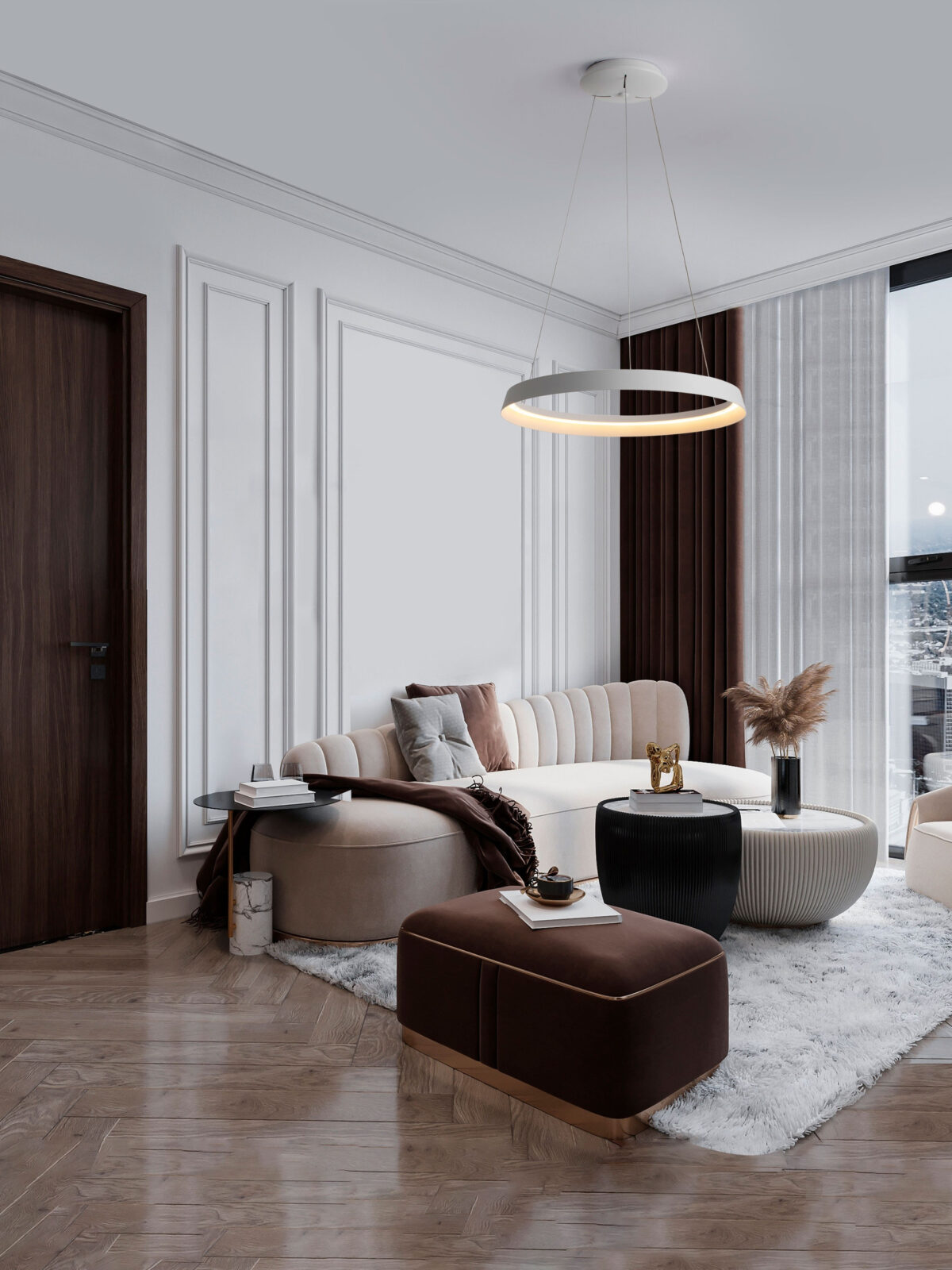 Lustra Ormi 52W 3000 | 2700 K, Alb si Aluminiu, Acrilic Nova Luce