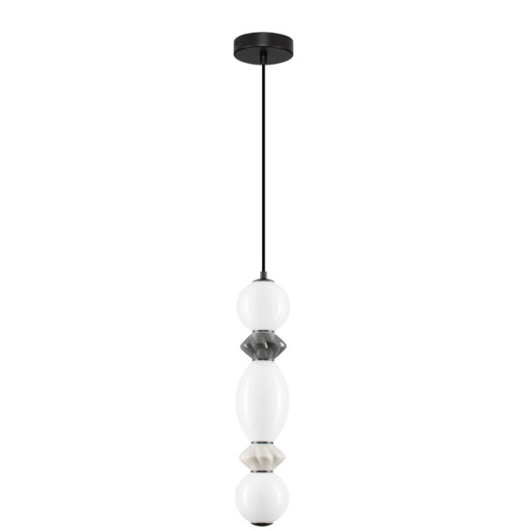 Lustra Pallina 14W 3000K, Alb, Gri si Sticla, Metal, Ceramica Nova Luce