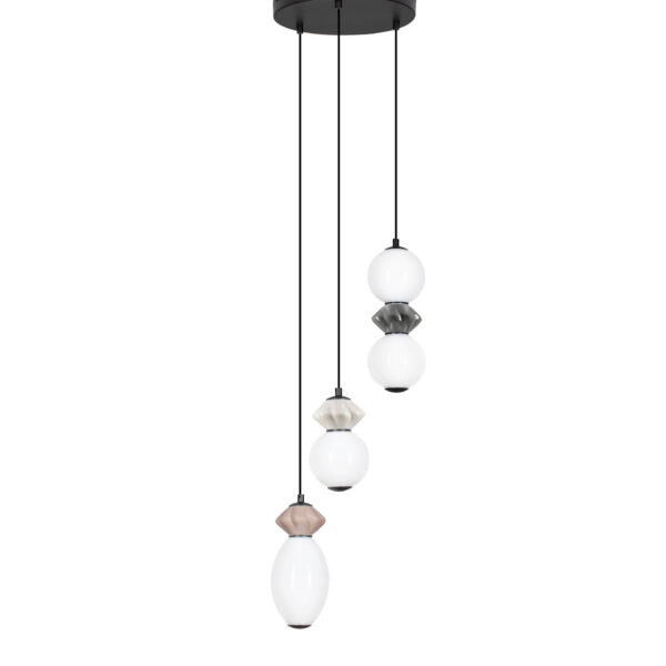 Lustra Pallina 20W 3000K, Gri si Sticla, Metal, Ceramica Nova Luce