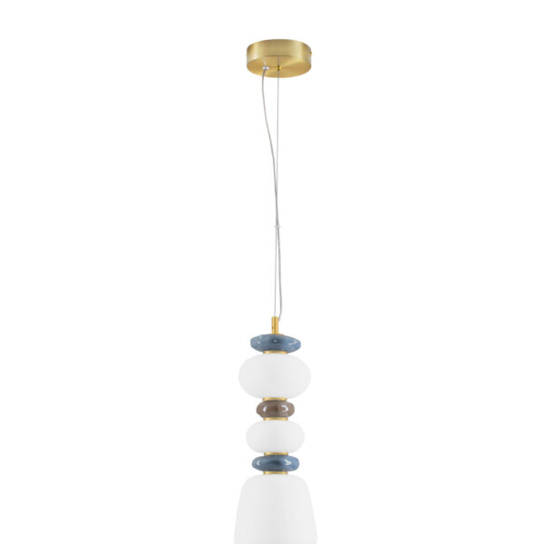 Lustra Palo 20W 3000K, Alb, Maro, Auriu, Albastru si Sticla, Metal, Portelan Nova Luce