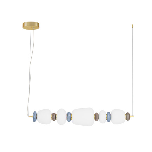 Lustra Palo 28W 3000K, Alb, Maro, Auriu, Albastru si Sticla, Metal, Portelan Nova Luce