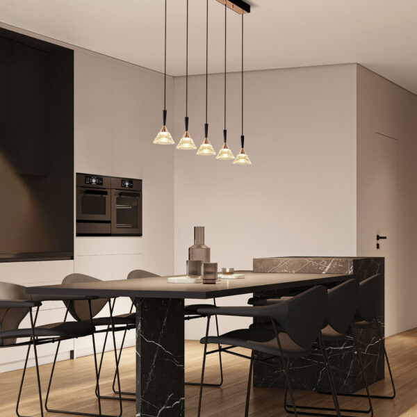 Lustra Paluz 30W 3000K, Negru, Auriu si Metal, Acrilic Nova Luce