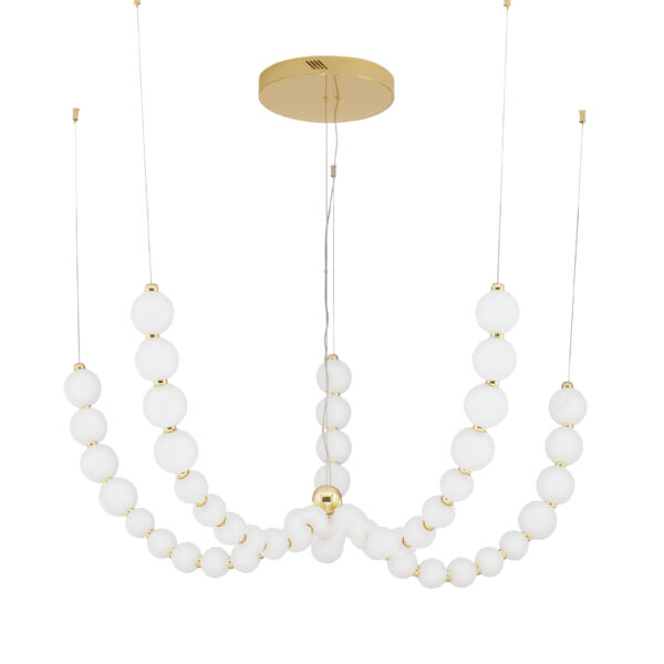 Lustra Perla 125W 3000K, Alb, Auriu si Sticla, Metal Nova Luce