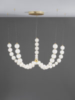 Lustra Perla 125W 3000K, Alb, Auriu si Sticla, Metal Nova Luce
