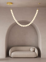 Lustra Perla 48W 3000K, Alb, Auriu si Sticla, Metal Nova Luce