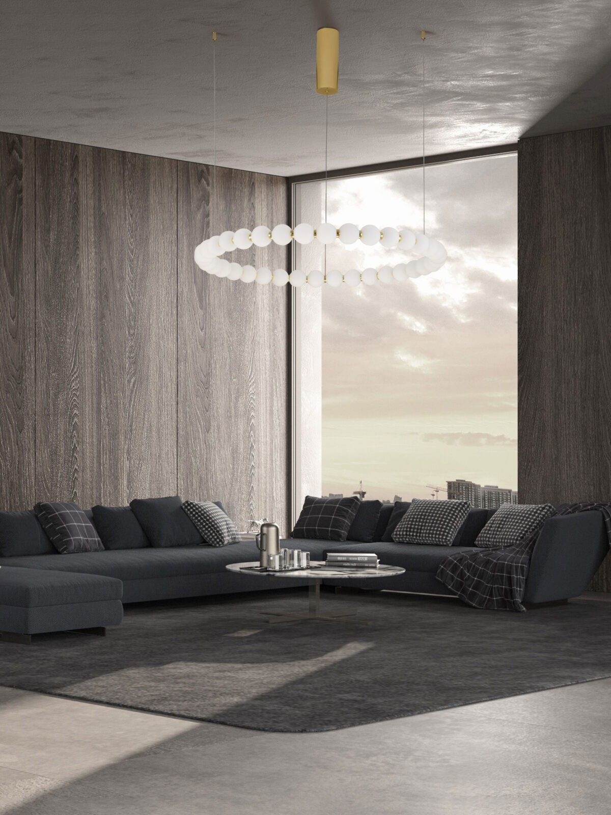 Lustra Perla 72W 3000K, Alb, Auriu si Sticla, Metal Nova Luce