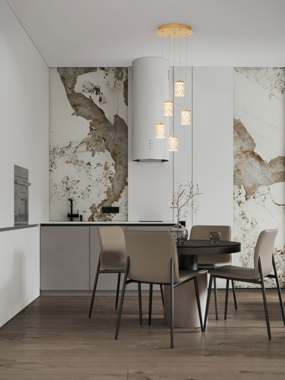 Lustra Phos 28W 3000K, Auriu si Otel, Aluminiu, Acrilic Nova Luce