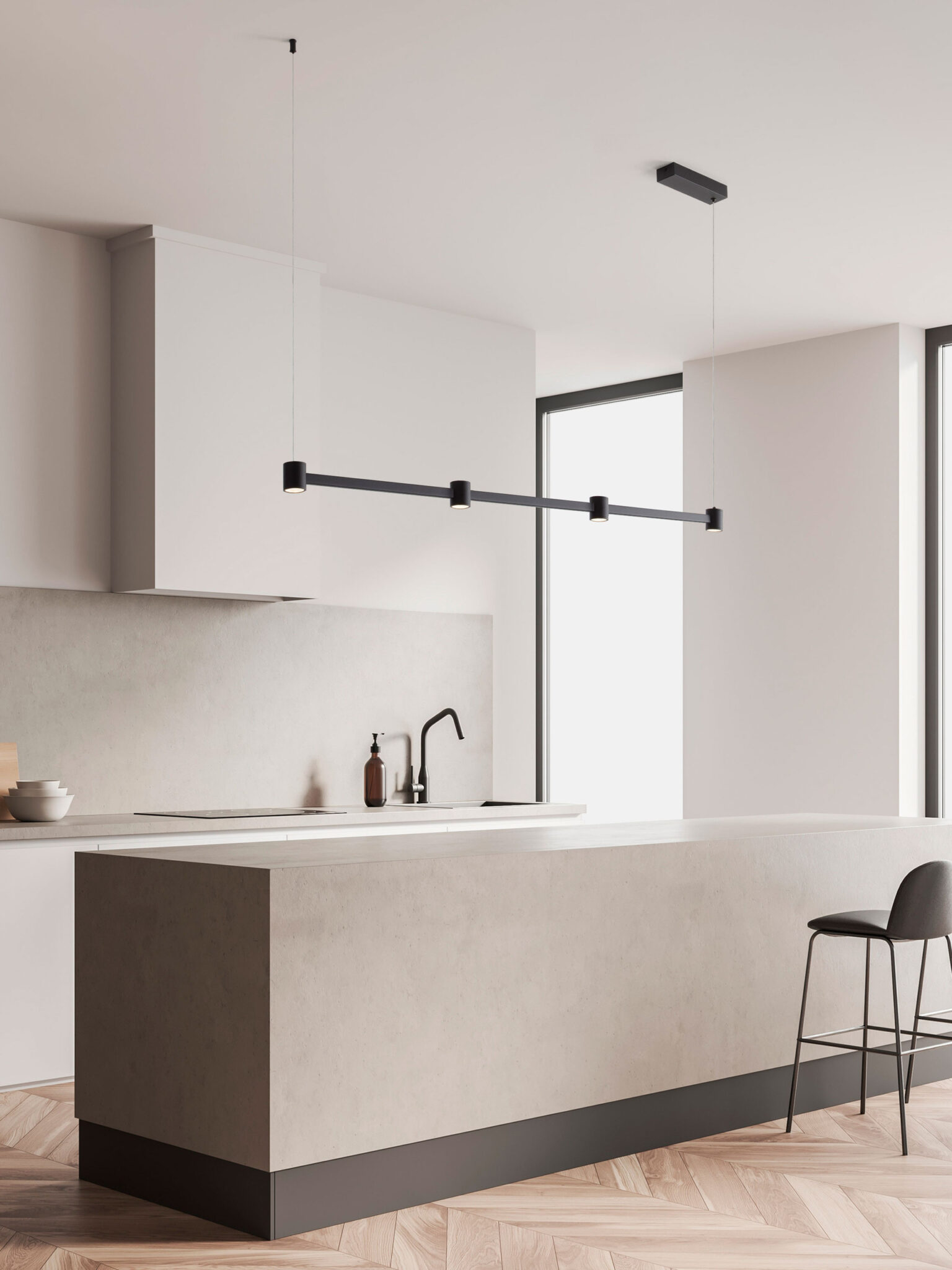 Lustra Puize 24W 3000K, Negru si Aluminiu Nova Luce