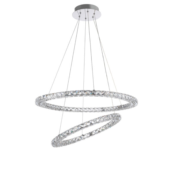 Lustra Quentin 60W 3500 K, Crom si Aluminiu, Cristal Nova Luce
