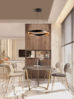 Lustra Radon 53W 3000K, Negru, Auriu si Aluminiu Nova Luce
