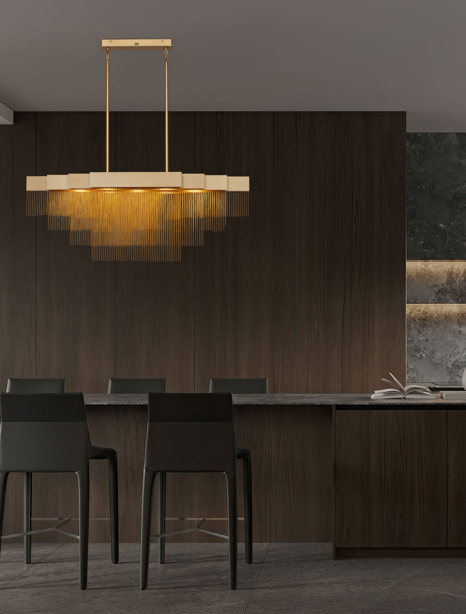 Lustra Revia 46W 3000K, Auriu si Otel, Aluminiu Nova Luce