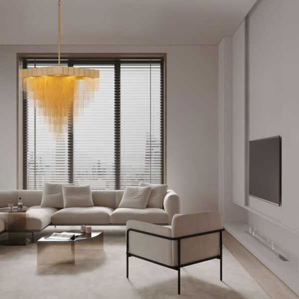Lustra Revia 79W 3000K, Auriu si Otel, Aluminiu Nova Luce