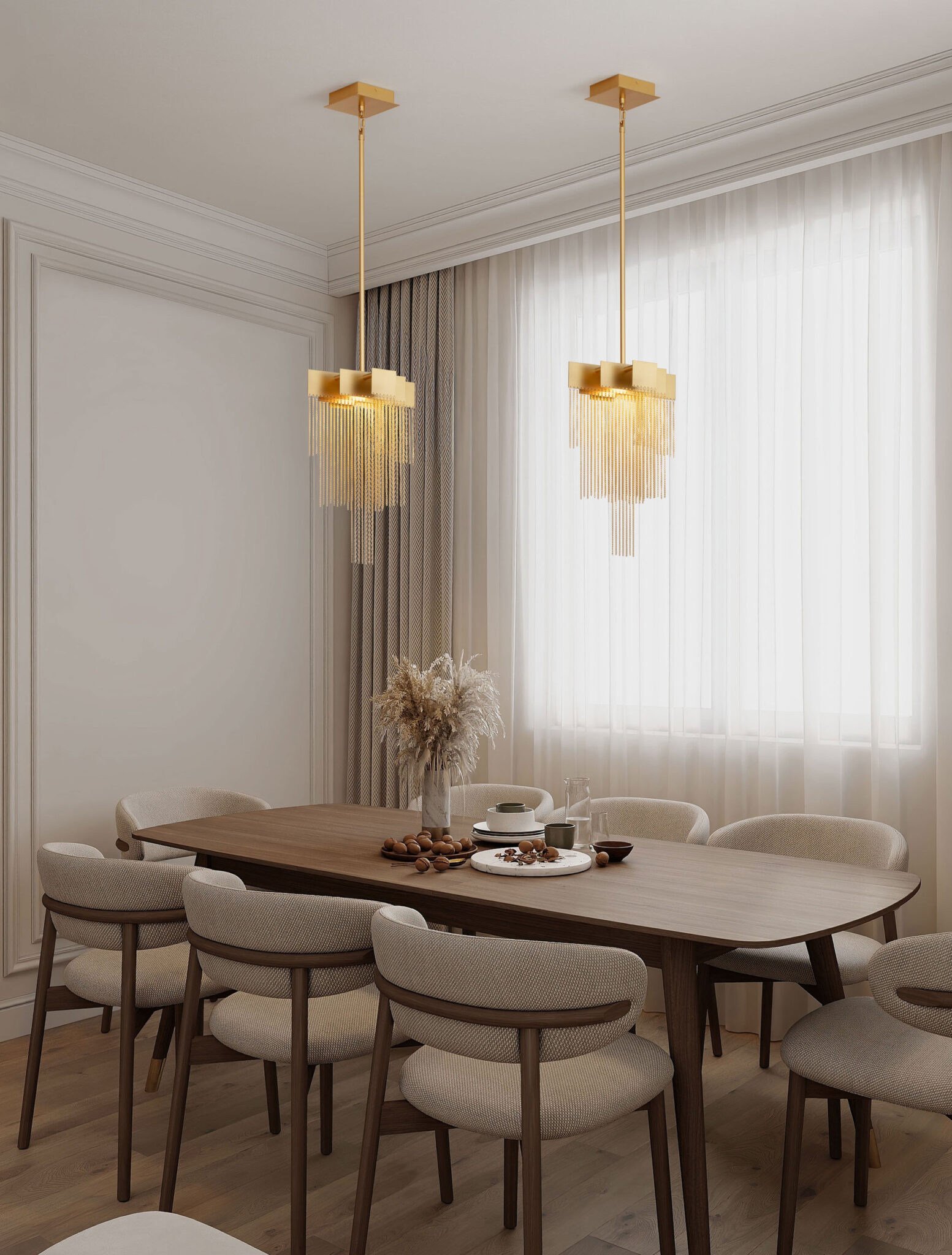 Lustra Revia 8W 3000K, Auriu si Otel, Aluminiu Nova Luce