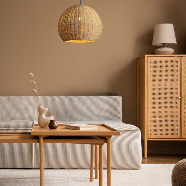 Lustra Rielo 12W, Negru, Bej si Otel, Ratan Nova Luce