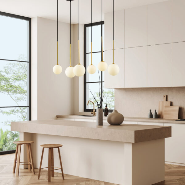 Lustra Savoy 30W, Negru, Alb, Auriu si Sticla, Metal Nova Luce