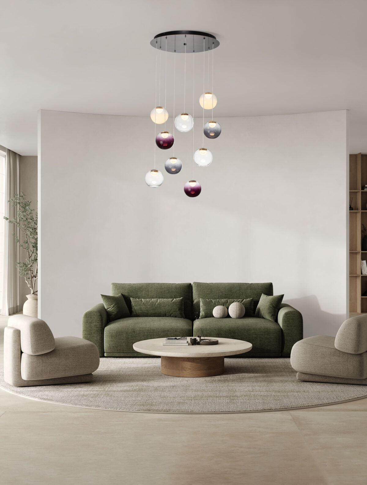 Lustra Silenzio 46W 3000K, Gri si Sticla, Metal Nova Luce