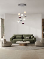 Lustra Silenzio 46W 3000K, Gri si Sticla, Metal Nova Luce