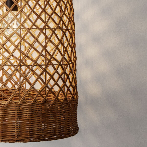 Lustra Solita 12W, Negru, Bej si Otel, Ratan Nova Luce