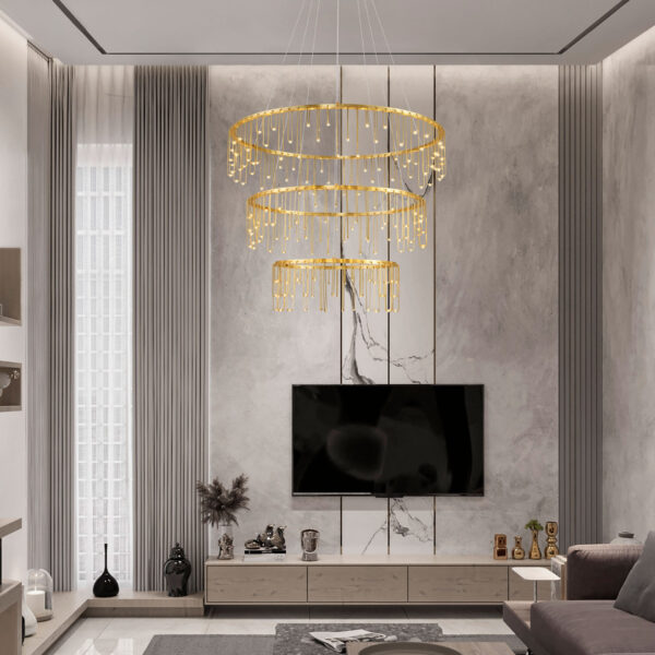 Lustra Stellar 72W 3000K, Auriu si Aluminiu, Cupru Nova Luce